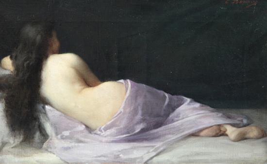 Emmanuel Benner (1836-1896) Reclining female nude, 10 x 16in.